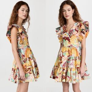 NWT LA DoubleJ Dress Printed Honeybun Cotton Mini Dress Multi Holi Size M